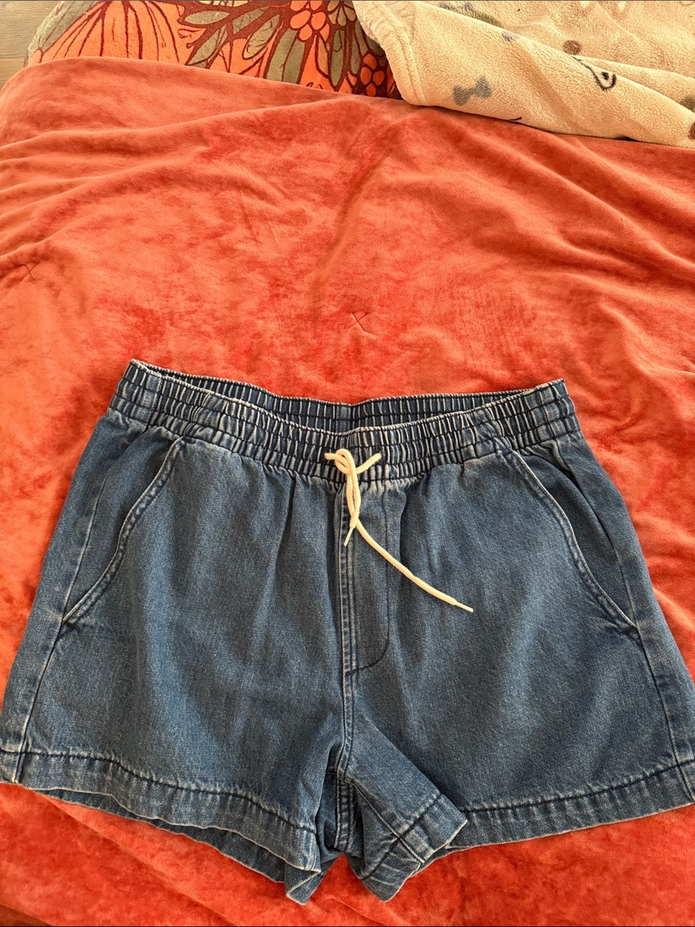GAP Women's Denim Drawstring Shorts - Blue